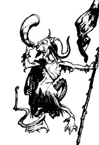 creature with horn bw. Free illustration for personal and commercial use.