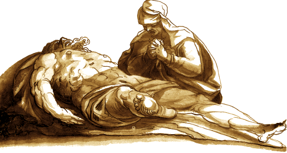 164 A Woman Praying over the Dead Body of Christ (Italy 17th c)