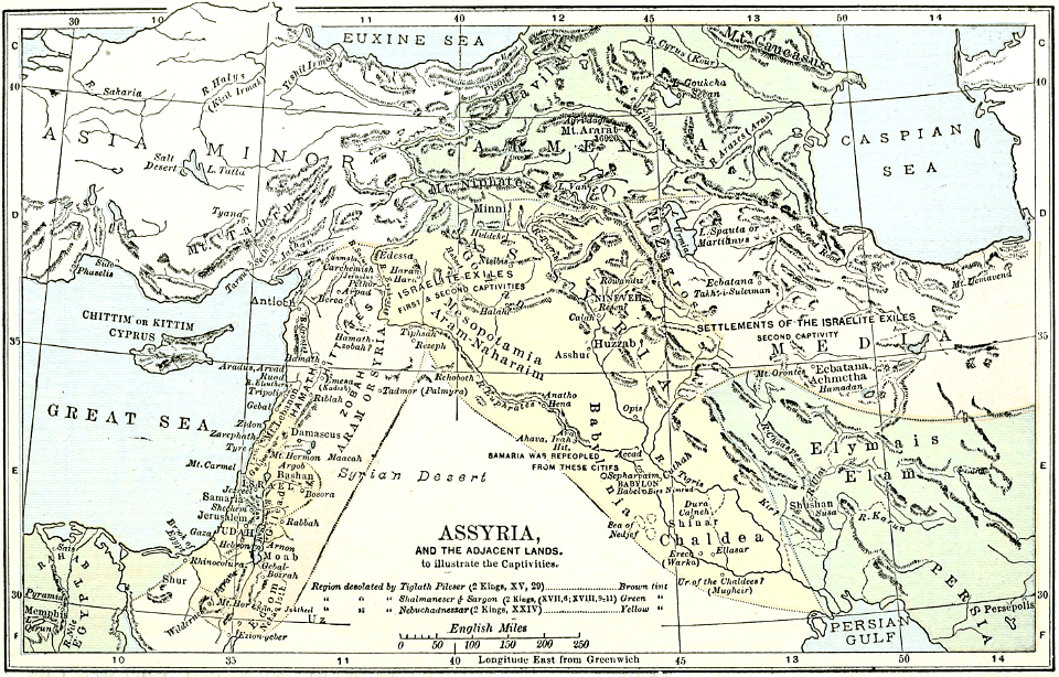 06 Map - Assyria and the adjacent Lands to illustrate the Captivities ...