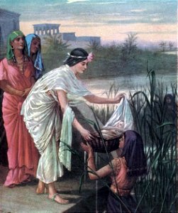 11 Pharoahs daughter finds Moses in the Basket (color)