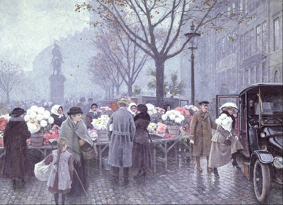 A flower market - Paul Gustav Fischer