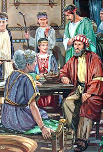 037 Paul learns the secret of Timothys devotion by speaking with his mother and grandmother (color)
