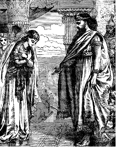18 The Queen of Sheba visits Solomon. Free illustration for personal and commercial use.