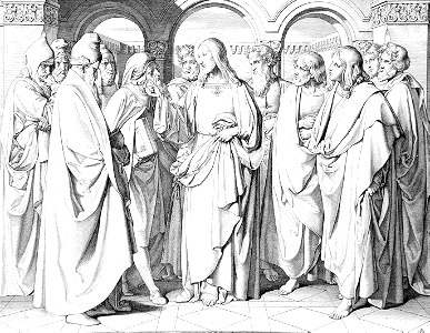 112 Christ in the Temple - Tribute to Caesar (Seinsheim and Overbeck 1820). Free illustration for personal and commercial use.