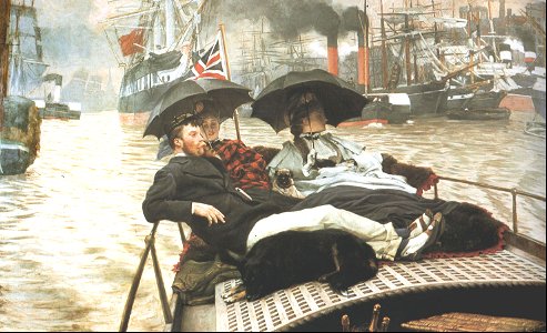 The Thames - James Tissot. Free illustration for personal and commercial use.