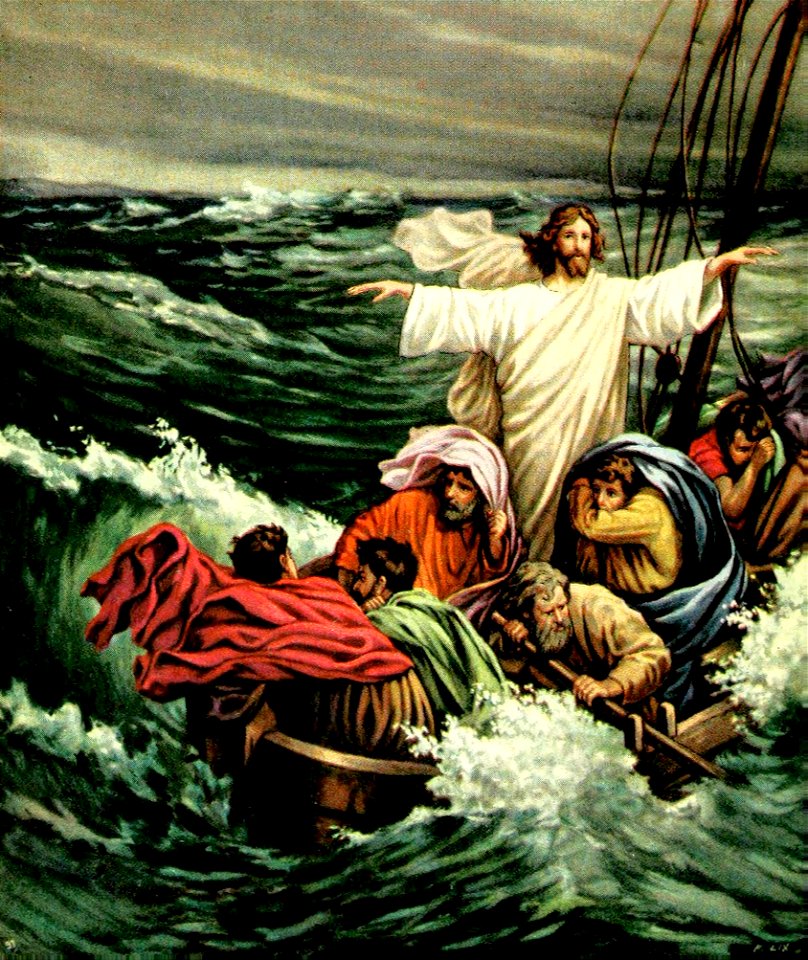 24 Jesus stilling the Storm (color) - Free Stock Illustrations | Creazilla