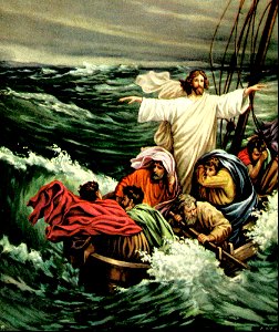 24 Jesus stilling the Storm (color). Free illustration for personal and commercial use.