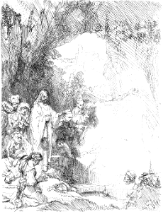 048 The Raising of Lazarus - Small Plate (Rembrandt 1642). Free illustration for personal and commercial use.