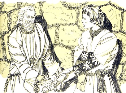 085 Paul sends a letter to Onesimus by Philemon. Free illustration for personal and commercial use.