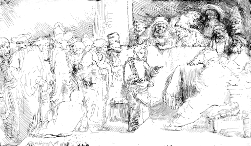 027 Christ Disputing with the Doctors - A Sketch (Rembrandt 1652)