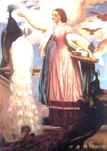 A girl feeding peacocks - Lord Frederick Leighton