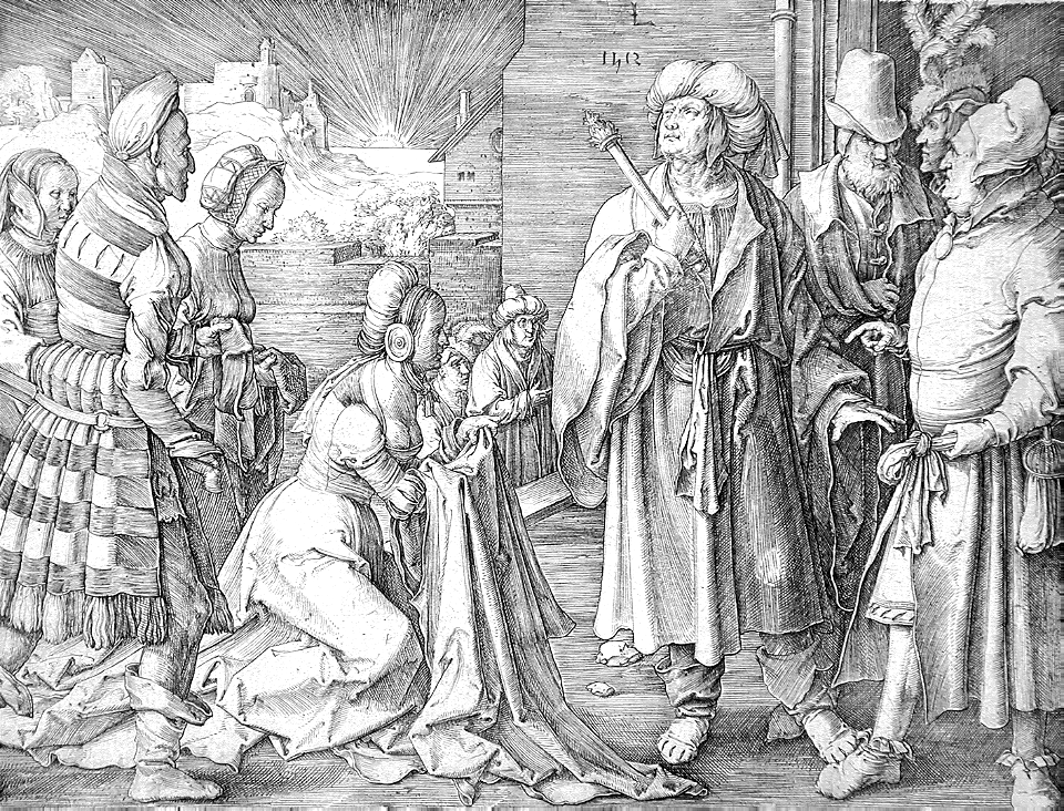 057 Potiphar's Wife Accusing Joseph (van Leyden 1512)