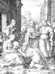 037 The Adoration of the Magi (Goltzius 1594). Free illustration for personal and commercial use.