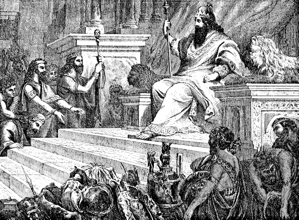 069 1 Kings 07 v07 Solomon on his Throne