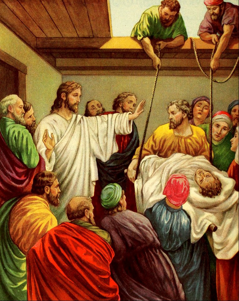 13 Mark 02 v01-12 Jesus heals the Paralytic let down through the Roof