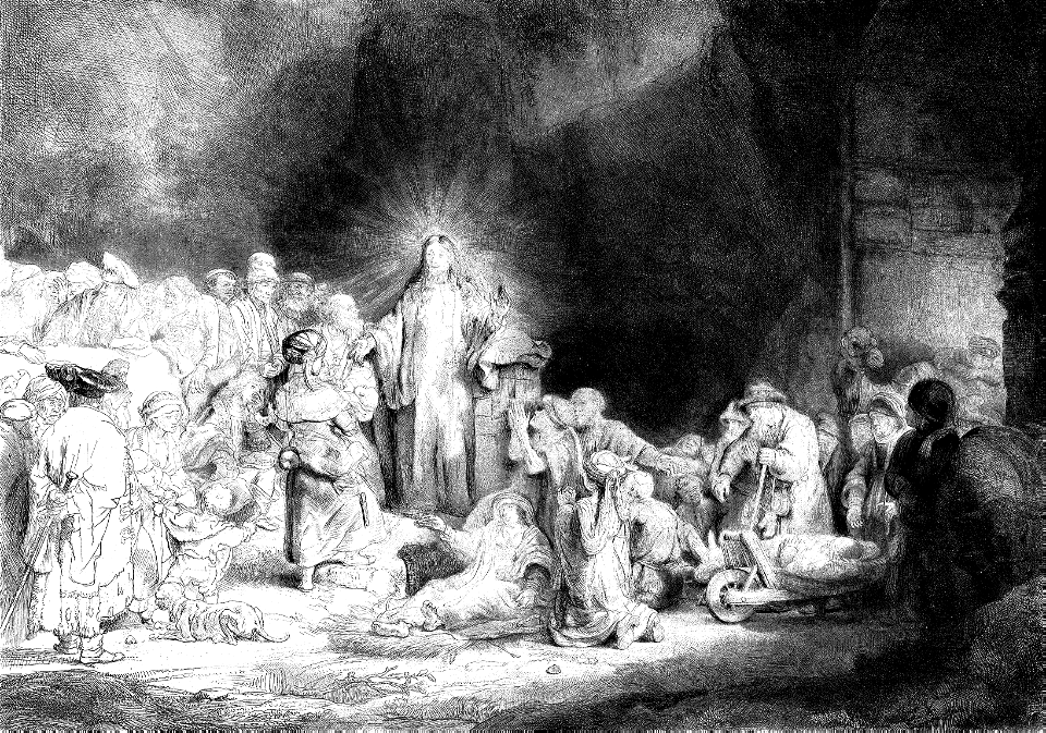 072 Christ Healing the Sick (The Hundred Guilder Print) (Rembrandt 1649)