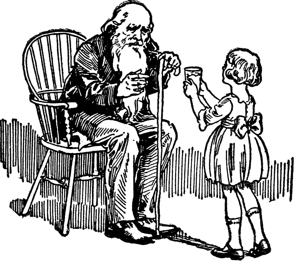 Young Girl brings Old Man a Glass of Water