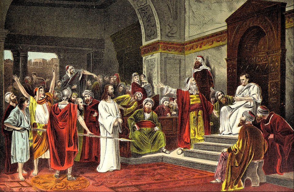 53 John 19 v13, 15 - Christ before Pilate (color)