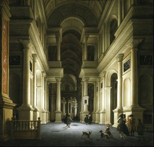 Interior of a church at night - Anthonie de Lorme