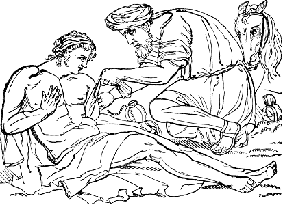 28 The Good Samaritan. Free illustration for personal and commercial use.