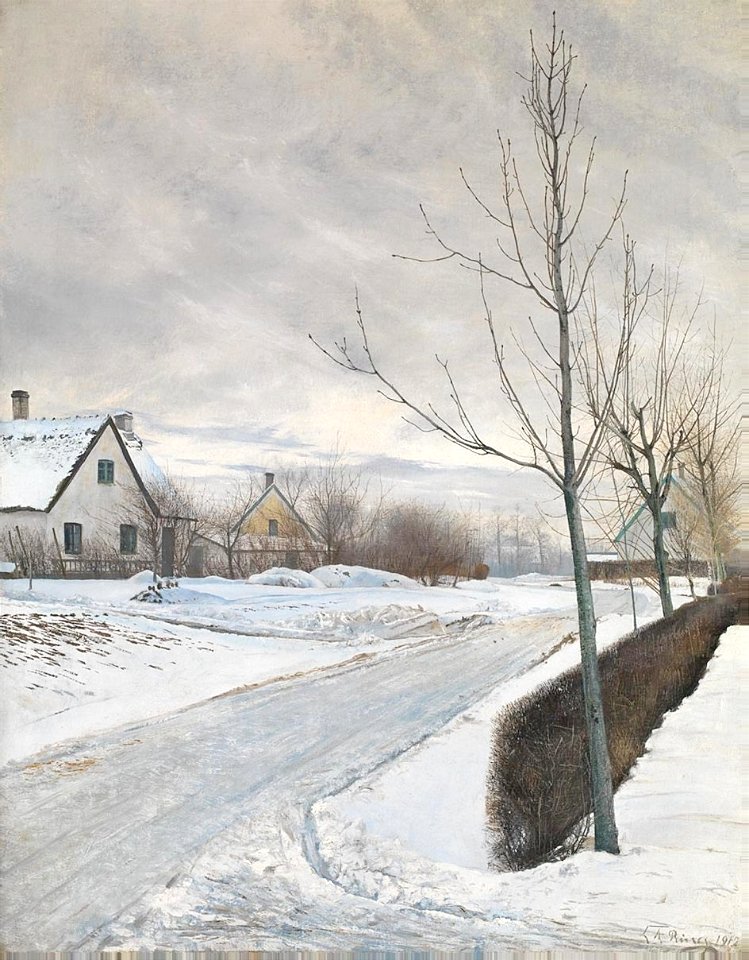 Road in the village of Baldersbrønde (winter day) - Laurits Andersen Ring