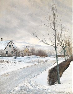 Road in the village of Baldersbrønde (winter day) - Laurits Andersen Ring