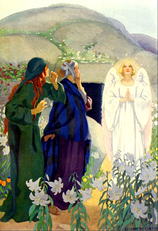 10 Matthew 28 - An Angel at the Tomb speaks to the Women (color)