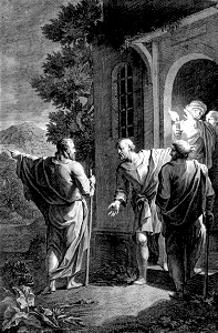 63 Luke 24 v28-29 Christ speaks with Two Disciples on the way to Emmaus