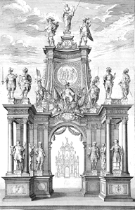 119 Frontispiece with Triumphal Arch with Moses, Joshua, Samson, etc (Ulrich-Kraus 1705)