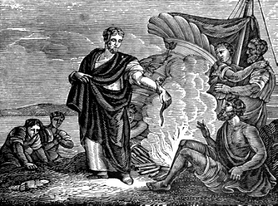 25 Acts 28 v04-05 Paul shipwrecked at Melita