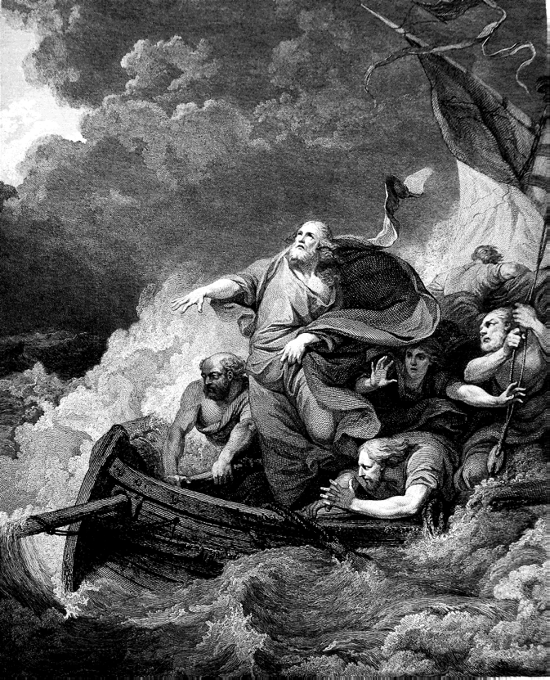 45 Matthew 08 v24-26 Jesus stills the Storm (Loutherbourg)