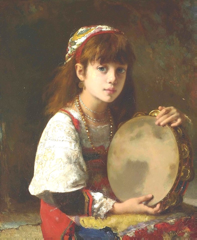 Girl with tambourine - Alexei Harlamoff