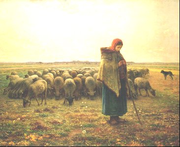 Shepherdess with her flock - Jean Francois Millet