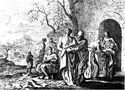 49 Matthew 25 v36 Works of Mercy - Clothing the Naked (Luyken)
