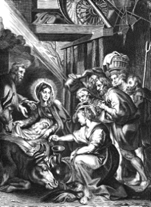 03 Birth of Jesus Christ - Shepherds visit. Free illustration for personal and commercial use.