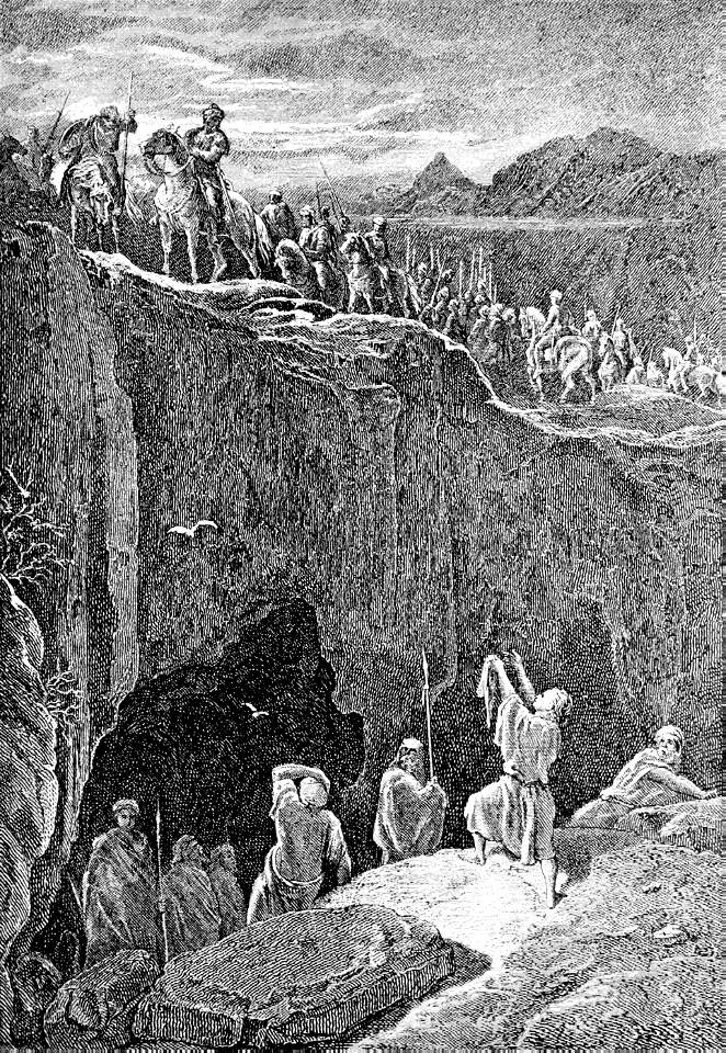 059 1 Samuel 24 v08 David shows Saul the skirt of the Robe he cut off