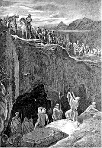 059 1 Samuel 24 v08 David shows Saul the skirt of the Robe he cut off