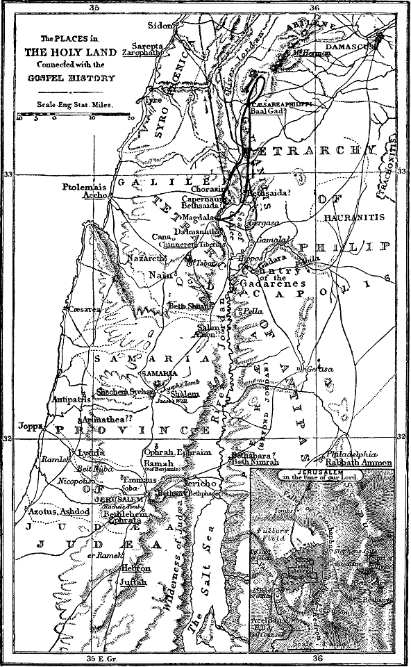 Map - Places in Palestine connected with the Gospel