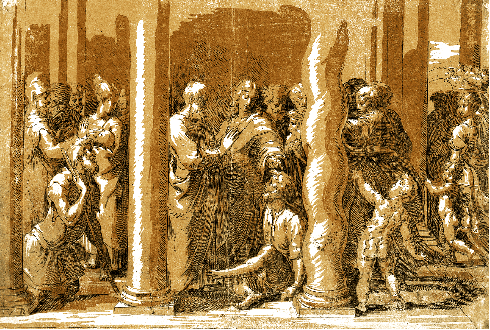 188 Peter and John Healing the Lame Man at the Beautiful Gate (Mazzola 1530) (color)