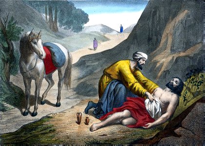17 The Good Samaritan helps the wounded Man