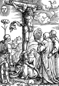 146 Christ on the Cross with the Virgin and Saints (Grien 1507). Free illustration for personal and commercial use.