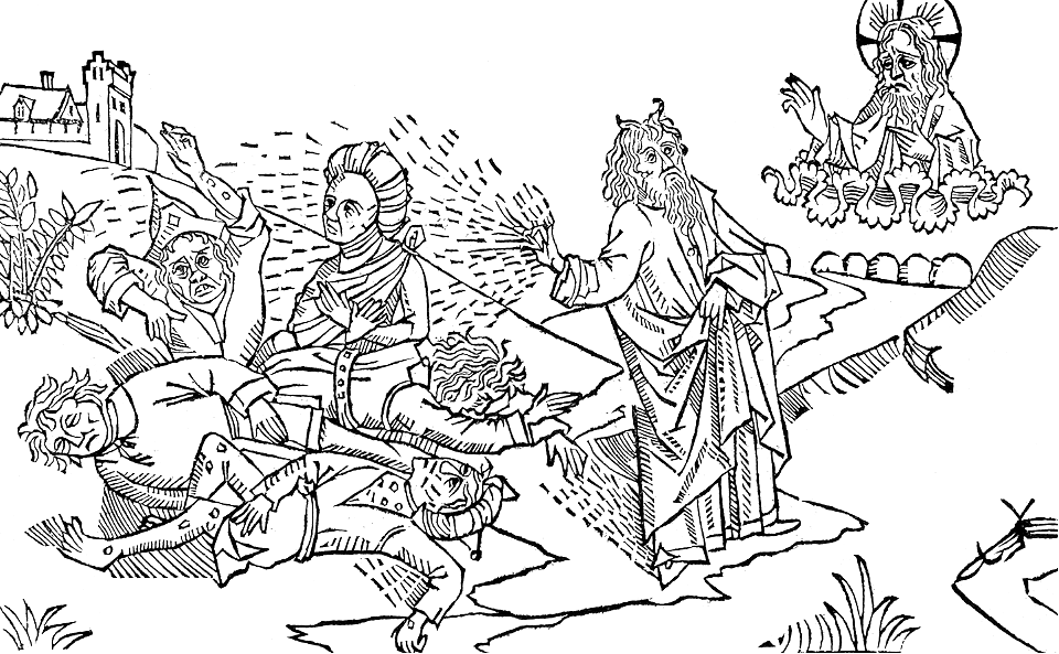 073 God Sends the Flies to Egypt (German Bible 1483)