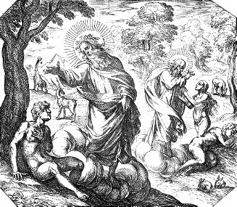 011 God Creating Adam and Eve (Tempesta 1600). Free illustration for personal and commercial use.