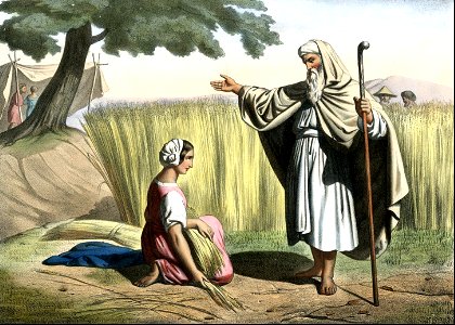 22 Boaz speaks with Ruth while she is gleaning in the Field