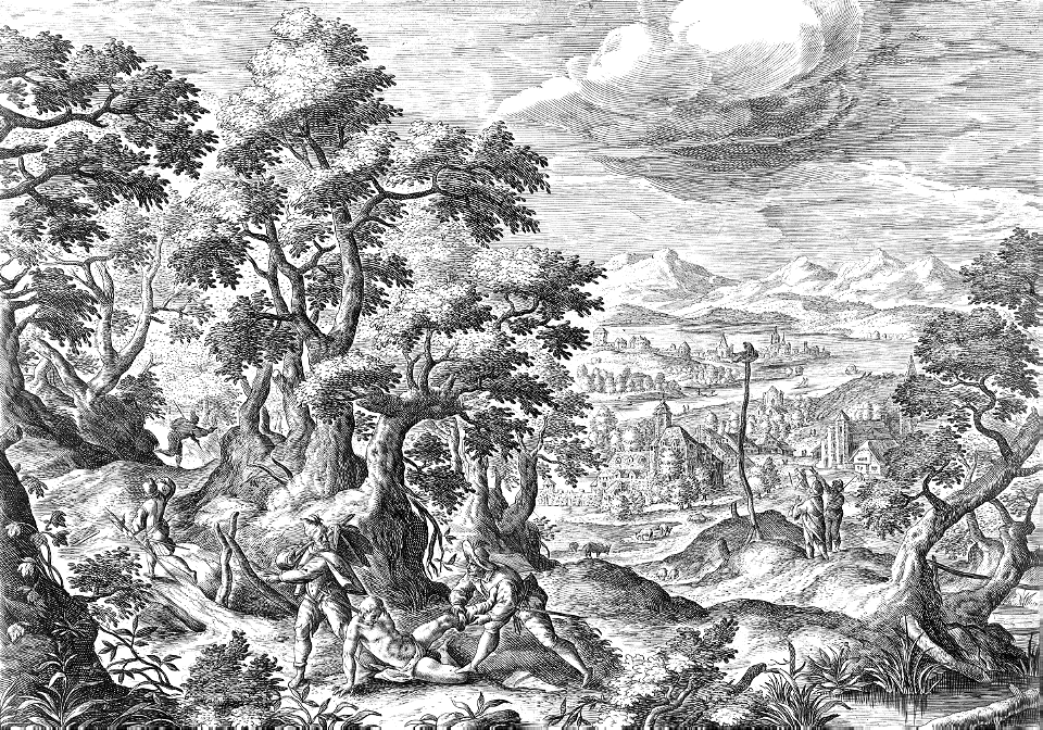 079 Good Samaritan - The Brigands Robbing the Traveler (van de Passe 1600)