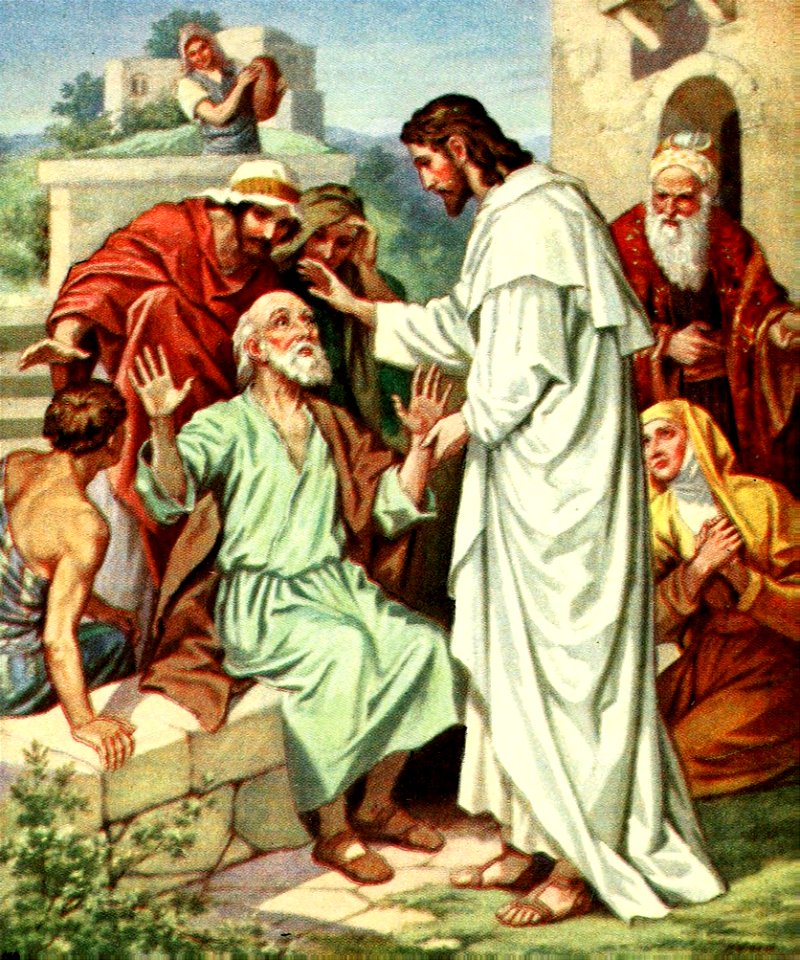 15 Jesus heals the Blind Man who cries, Jesus you Son of David have mercy on me (color)