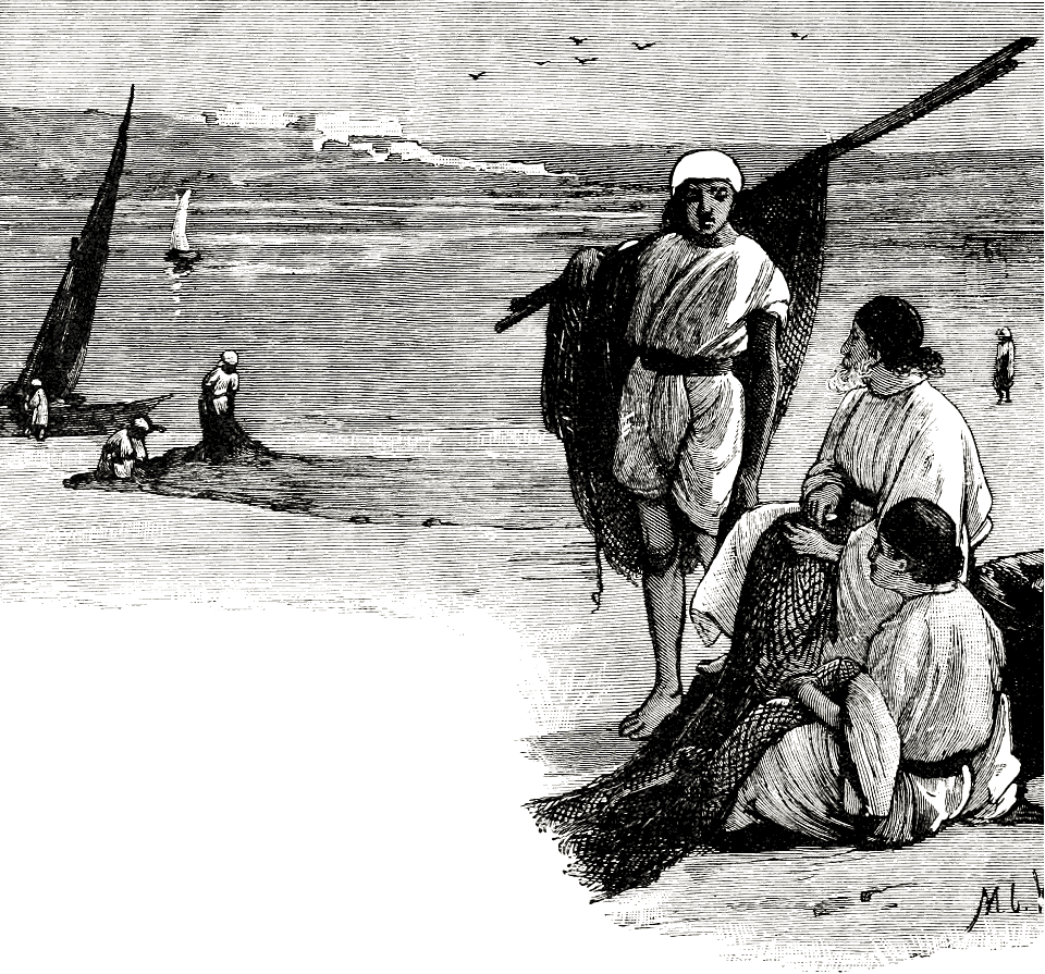 Fisherman mending their Nets