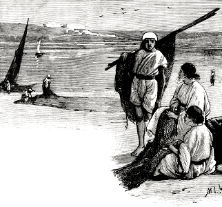 Fisherman mending their Nets