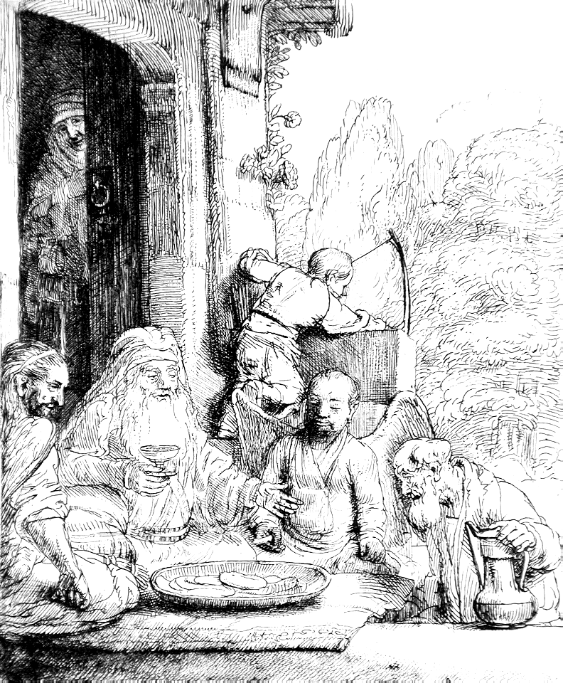 036 Abraham Entertaining the Angels (Rembrandt 1656)