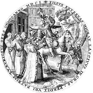 082 Scene from the Parable of the Prodigal Son - The Prodigal Leaves Home (van de Passe 1601)
